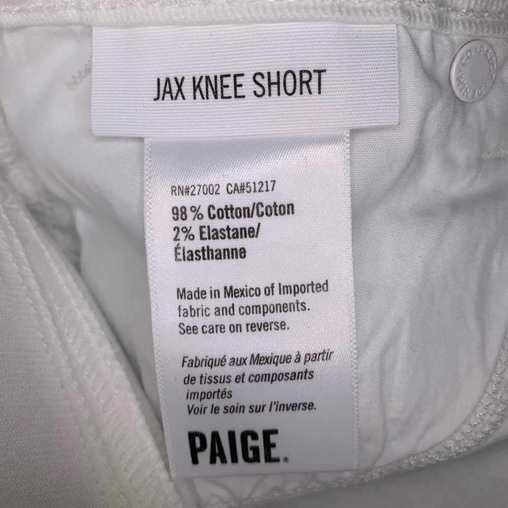 PAIGE DENIM Jax Knee Short cut off edition in crisp white size 25 - Picture 8 of 10